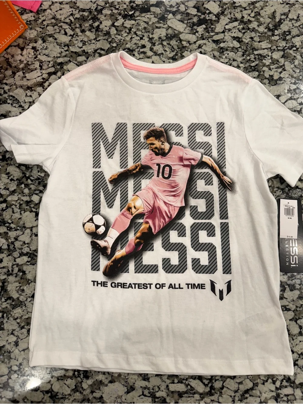Old Navy White Tee with Pink Soccer Graphic (Men)